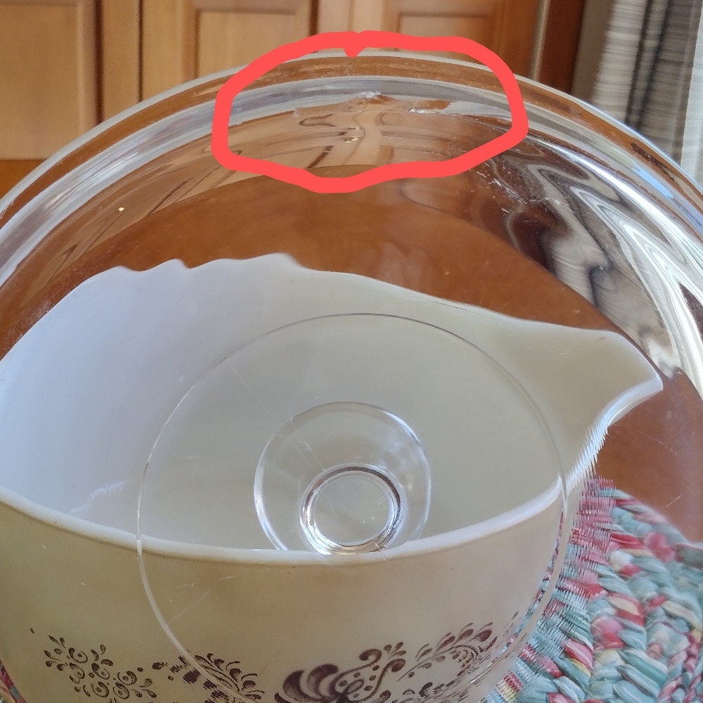 Pyrex Homestead 475-B 2.5L Beige with Brown Scrollwork and with Clear Lid - Picture 8 of 15
